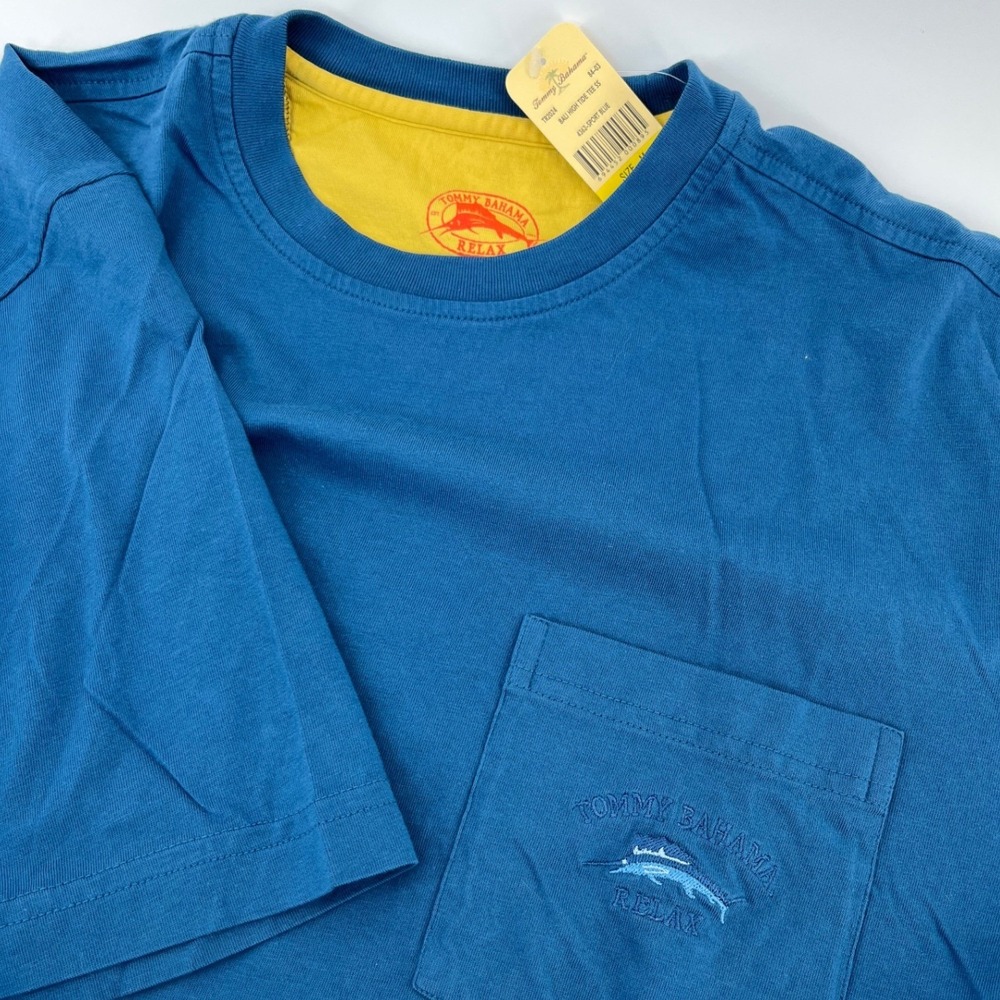 Tommy Bahama Bali High Tide Tee Mens M Sport Blue Pima Cotton Pocket T-Shirt